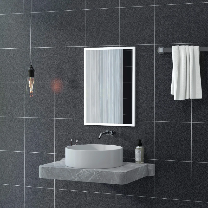 HOMCOM 20" x 28" Bathroom Mirror for Wall, Rectangular Mirror for Living Room, Bedroom, Entryway, White