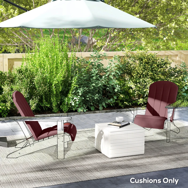 Outsunny Set of 2 Patio Chair Cushions, High Back Adirondack Chair Cushion with Ties, High-Density Foam, Wine Red