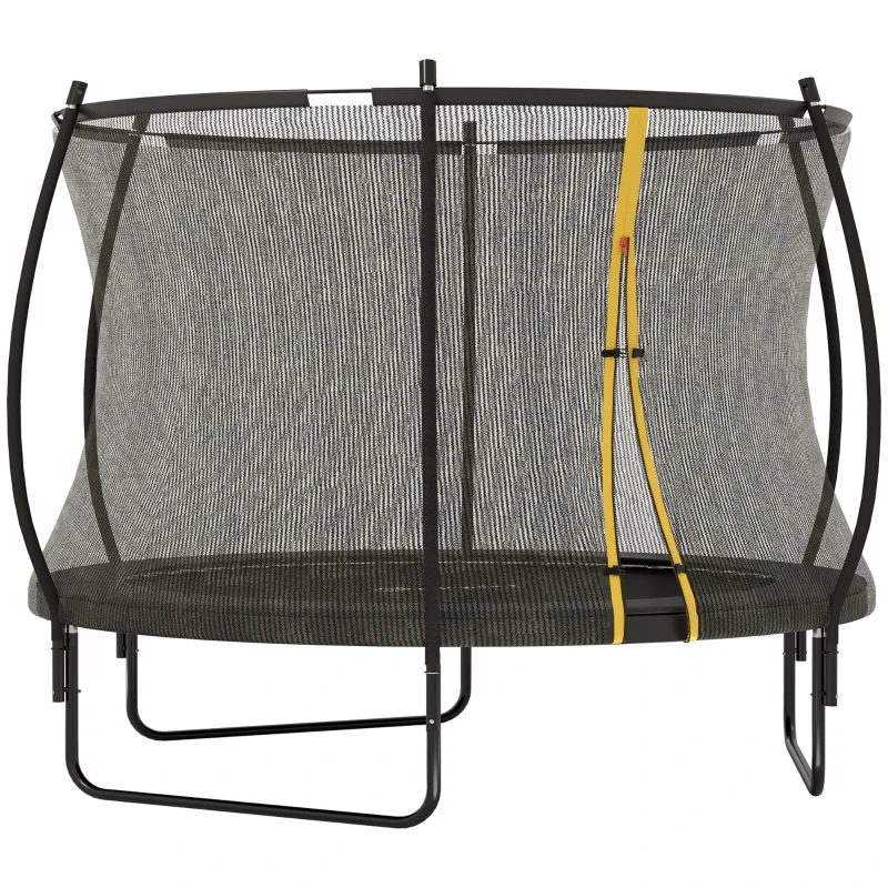 Soozier 10ft Outdoor Trampoline with Net Enclosure, Curved Poles and Safety Pad, ASTM Approved, Black