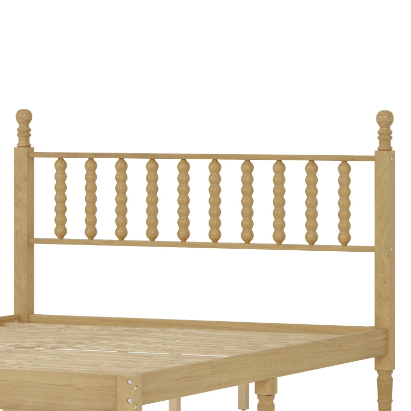 Queen Size Wood Platform Bed with Retro Gourd-Shaped Headboard, Solid Bed Frame for Eclectic Bedrooms, 84.5'' L x 63.5'' W x 45'' H, Natural