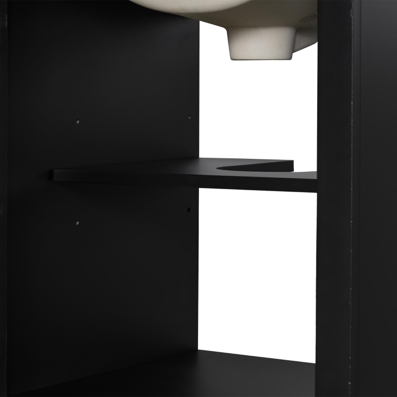 Stylish Bathroom Vanity with Ceramic Sink, Soft-Close Door & Drawer, Space-Saving Cabinet for Compact Washroom, 20'' L x 18.5'' W x 34'' H, Black