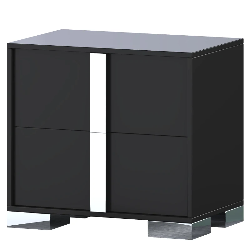 Elegant Black Nightstand with 2 Smooth-Glide Drawers, Durable Beside Table for Bedroom & Compact Apartments, 23.5'' L x 15.5'' W x 21.5'' H, Black
