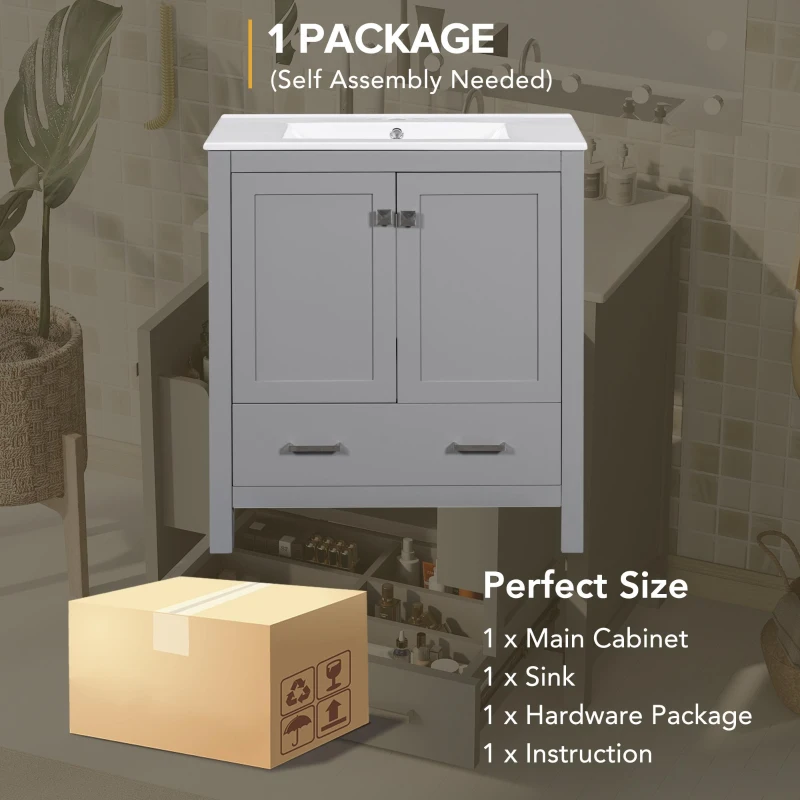 Tall Bathroom Storage Cabinet with 2 Drawers and Adjustable Shelves, Space-Saving Storage Vanity for Neat Space, 17.5'' L x 14'' W x 63'' H, Black