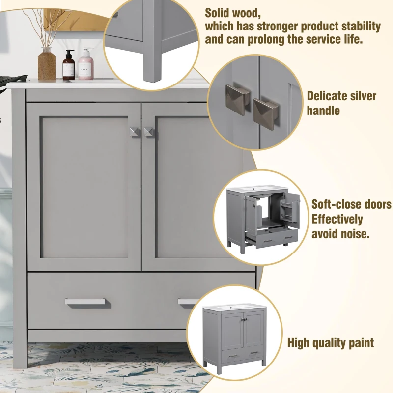 Tall Bathroom Storage Cabinet with 2 Drawers and Adjustable Shelves, Space-Saving Storage Vanity for Neat Space, 17.5'' L x 14'' W x 63'' H, Black