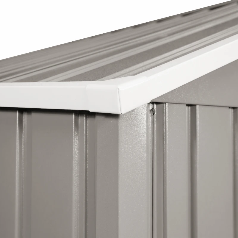 Outsunny 11' x 13' Practical Backyard Garden Storage Tool Shed Double Sliding Door 4 Ventilation Slots, Light Grey