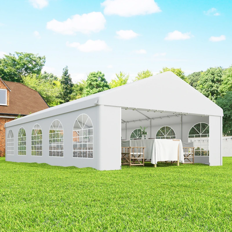 Outsunny 16'x32' Heavy Duty Large Party Tent & Carport with Removable Sidewalls, Portable Garage Canopy Tent, White