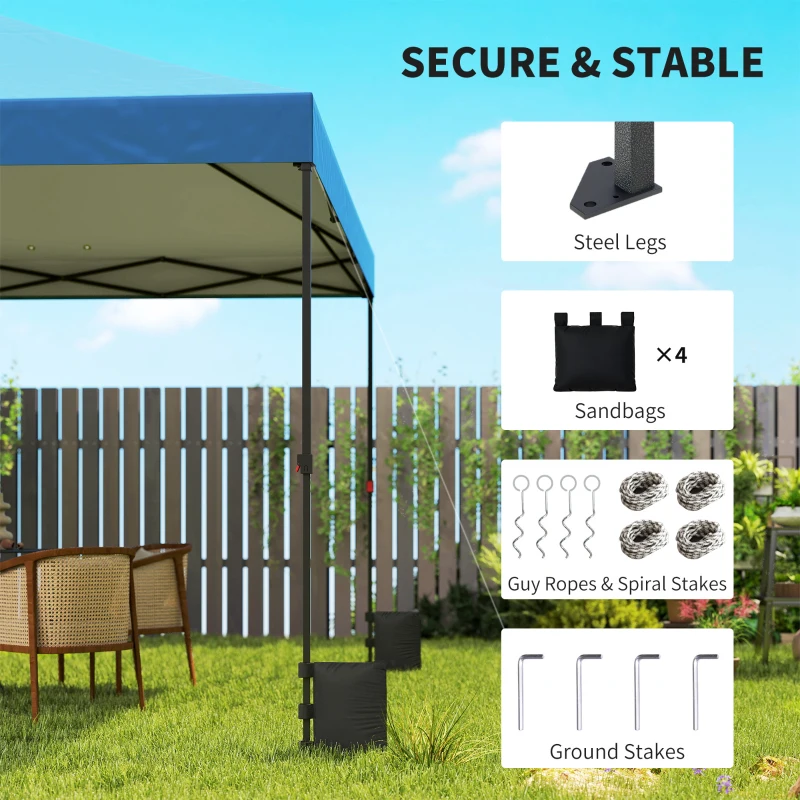 Outsunny 10 x 10 ft Pop Up Canopy Tent with One Push Setup, Outdoor Portable Instant Canopy Shelter w/ Roller Bag, Dark Blue