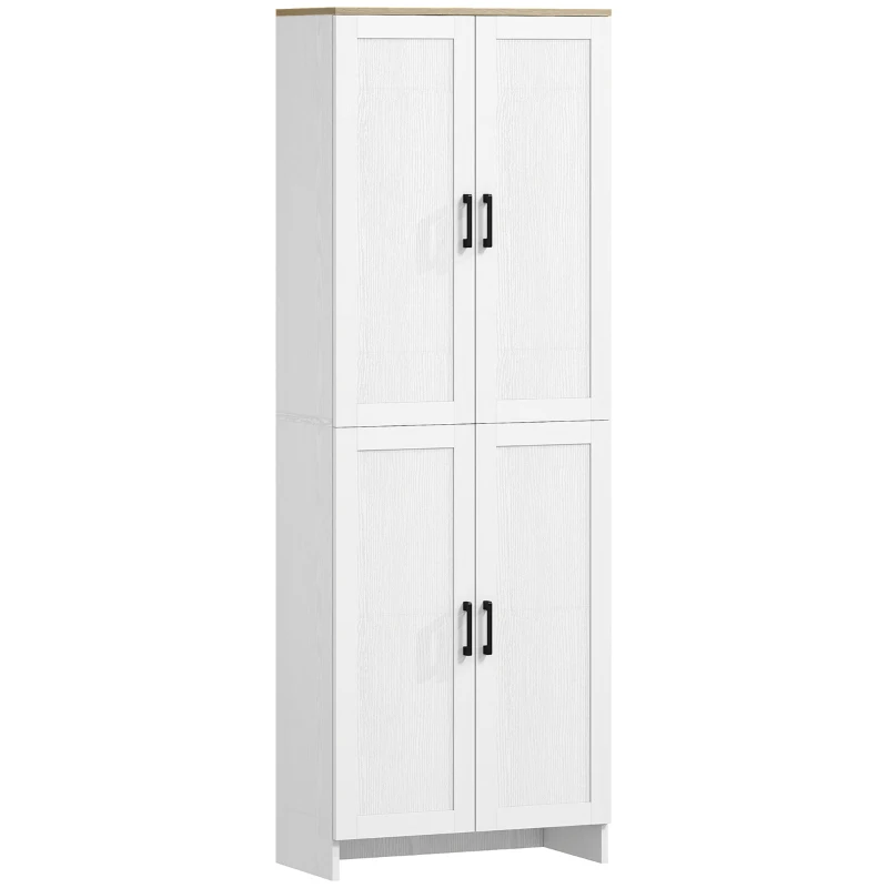 HOMCOM 67" 4-Door Kitchen Pantry Cabinet, Freestanding Storage Cabinet Cupboard with Adjustable Shelves, White