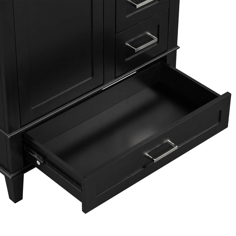 Modern Bathroom Vanity Sink Combo with Solid Wood Frame, Free-Standing Cabinet for Contemporary Bathrooms, 30'' L x 18.5'' W x 34'' H, Black