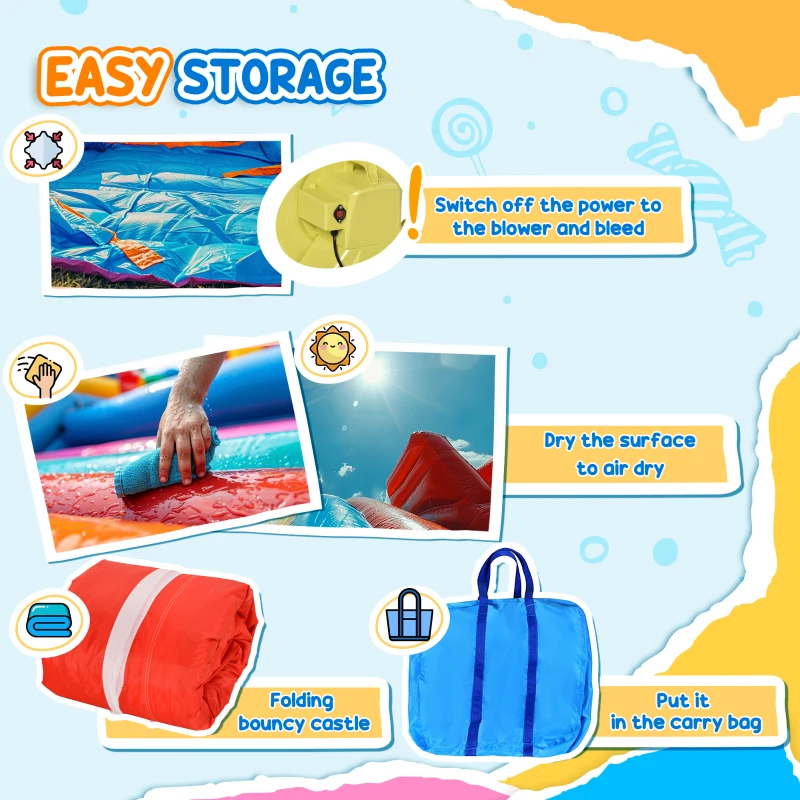 Qaba 9.2 x 9.5FT Bounce House, 4 in 1 Inflatable Bouncy Castle for Kids With Trampoline, Slide, Water Pool, Basket, Blower
