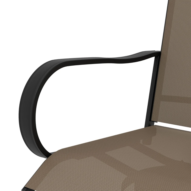 Outsunny Outdoor Bar Stools Set of 2, 360° Swivel Bar Height Chairs, 26.8" x 29.5" x 48.4", Tan
