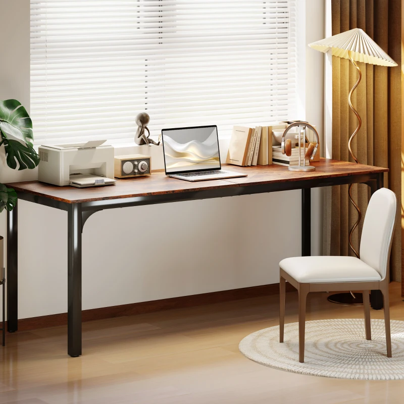 HOMCOM 79" Computer Desk, Desktop Desk with Metal Legs, Rustic Brown