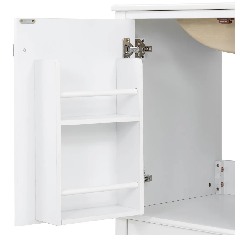 Solid Bathroom Vanity with Single Sink & Built-In Door Shelves, Free-Standing Cabinet with Partitioned Drawer, 30'' L x 18.5'' W x 34'' H, Black
