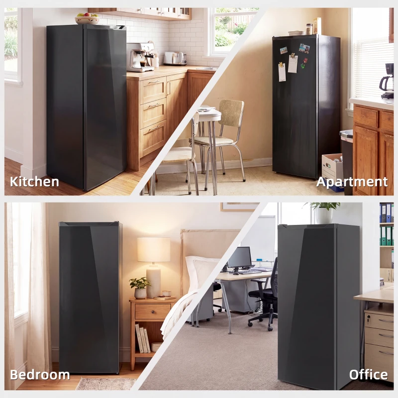HOMCOM 7.0 Cu.Ft Upright Freezer, Compact Stand Up Freezer with 6 Adjustable Shelves, Reversible Door for Home Office, Black