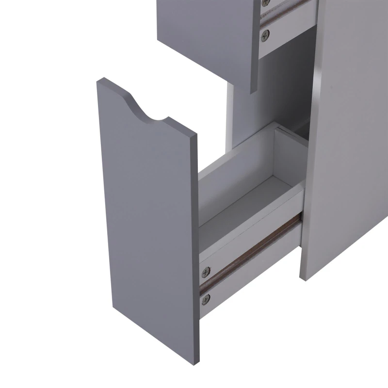 HOMCOM Tall Bathroom Storage Cabinet, Narrow Bathroom Cabinet with Drawers and Open Shelves for Small Spaces, White and Grey