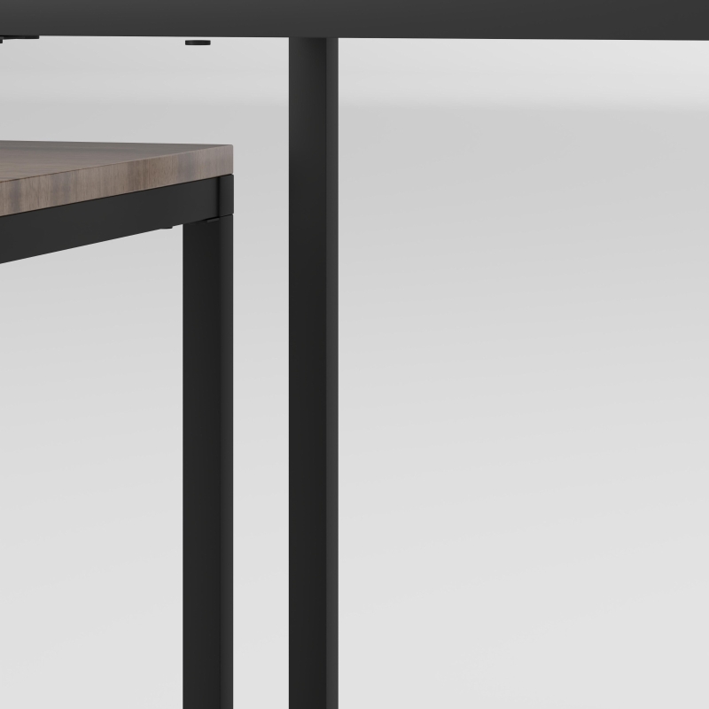 HOMCOM Nesting Coffee Table Set of 3, Modern End Tables with Black Metal Frame for Living Room Home Furniture, Brown
