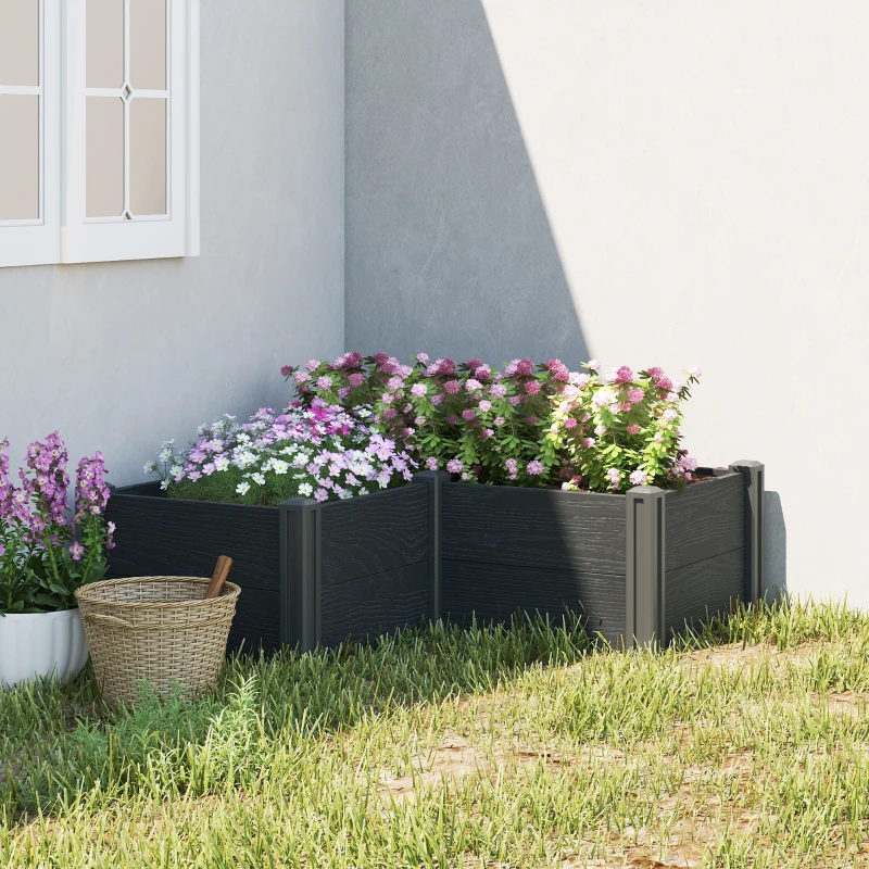 Outsunny Vinyl Raised Garden Bed Kit, 3 x 3 x 1ft Elevated Garden Box with Open Bottom, Screwless Outdoor Planter Box