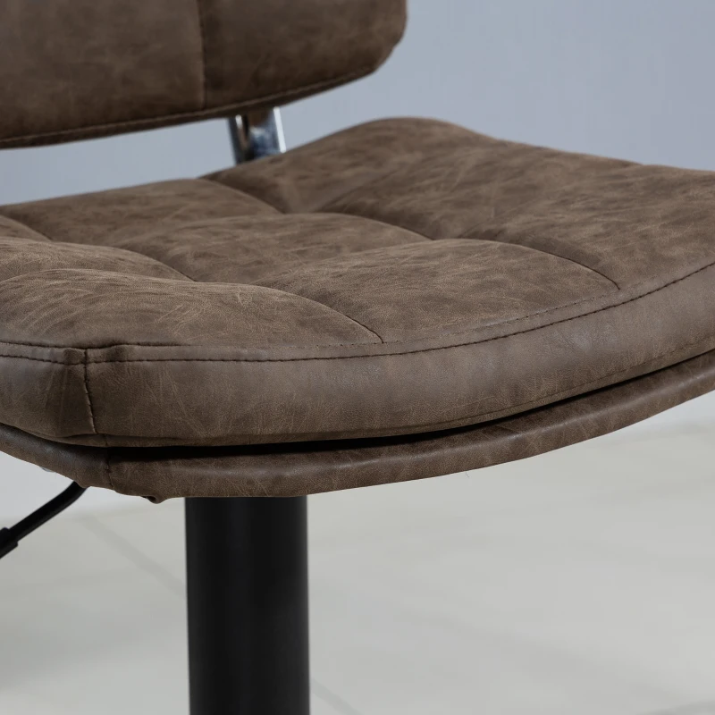 HOMCOM Bar Stools Set of 2, Swivel Counter Height Barstools with Adjustable Height, Back and Footrest, PU Leather Bar Chairs