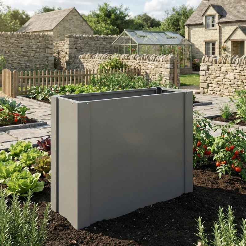 Outsunny Raised Garden Bed Galvanized Planter Box Outdoor with Gloves for Gardening Vegetables, Flower, Herb, 2.6 x 1 x 2 ft, Gray