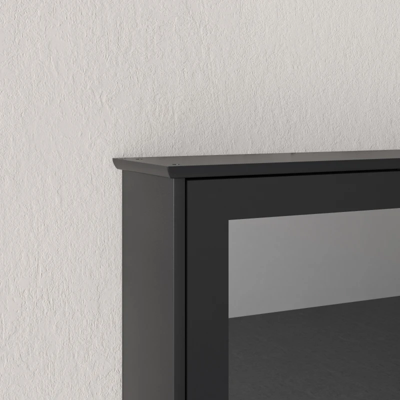 kleankin Bathroom Mirror Cabinet, Wall Mounted Medicine Cabinet with Door and Shelves, Black
