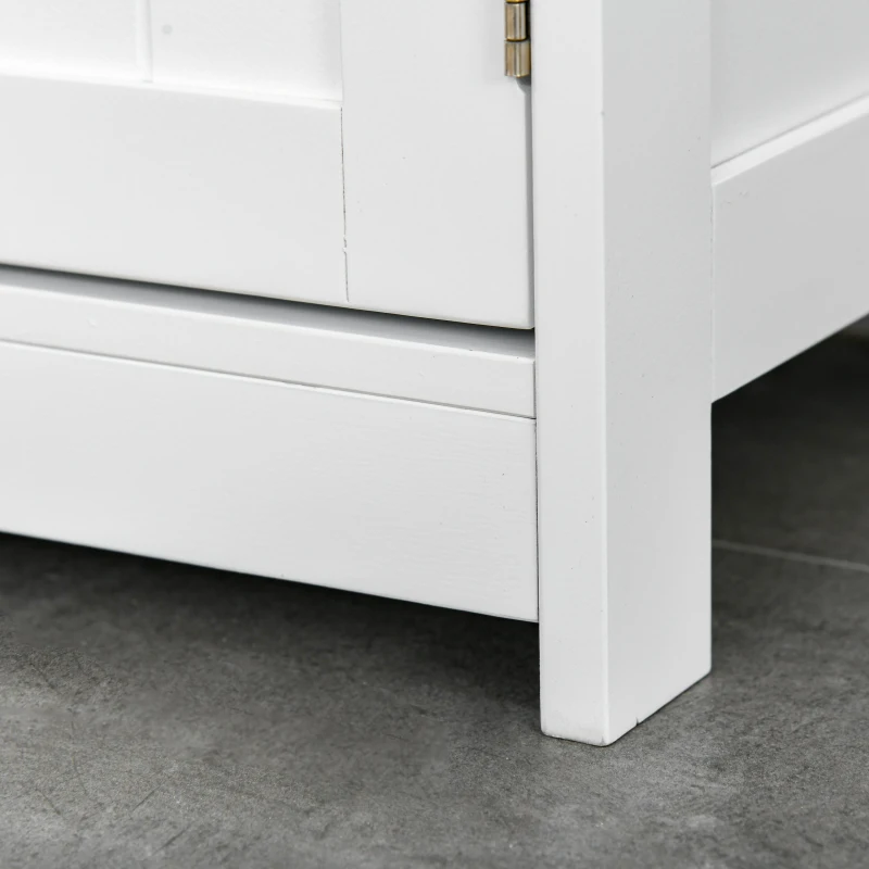 kleankin Freestanding Bathroom Floor Cabinet, Organizer Floor Tower with 2 Door, 2 Drawers, Adjustable Shelf, White