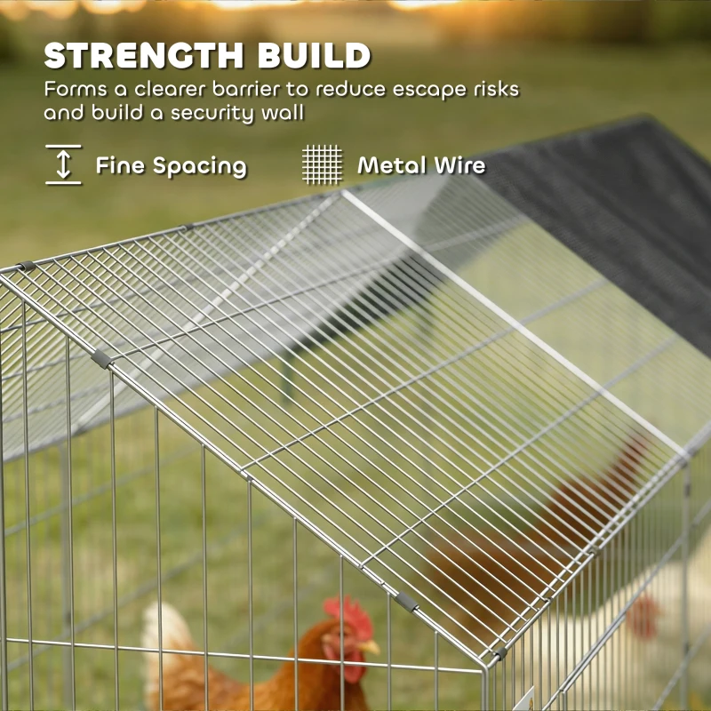 PawHut Metal Chicken Coop with UV-Resistant Cover for Hens, Rabbits, Ducks, Geese, 71" x 29.5" x 29.5", Black