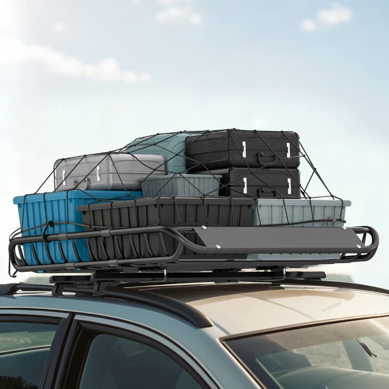 Soozier Roof Rack Cargo Carrier Basket, 150LBS Heavy Duty Roof Basket, 46" x 36" x 4.5" Rooftop Cargo Carrier for SUV, Truck