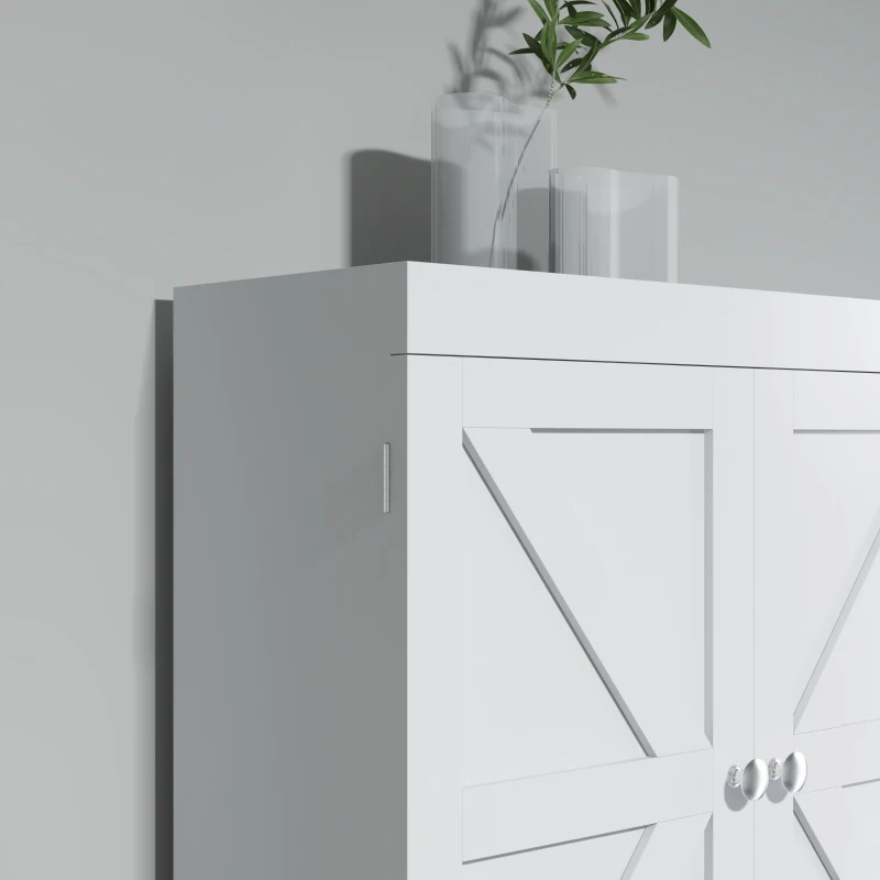HOMCOM Over The Toilet Cabinet, Modern Bathroom Above Toilet Storage with Barn Doors and Open Shelf, White