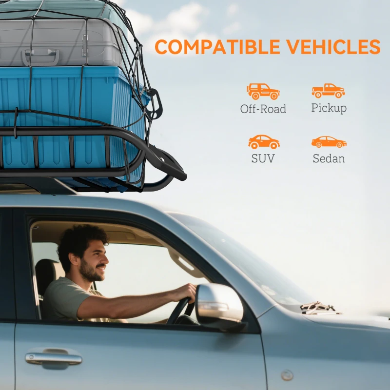 Soozier Roof Rack Cargo Carrier Basket, 150LBS Heavy Duty Roof Basket, 46" x 36" x 4.5" Rooftop Cargo Carrier for SUV, Truck
