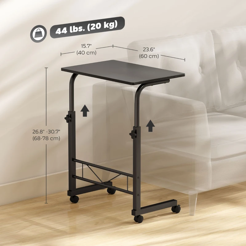HOMCOM Mobile Standing Desk with Adjustable Height, 23.5 inch Stand Up Desk with Wheels, Black