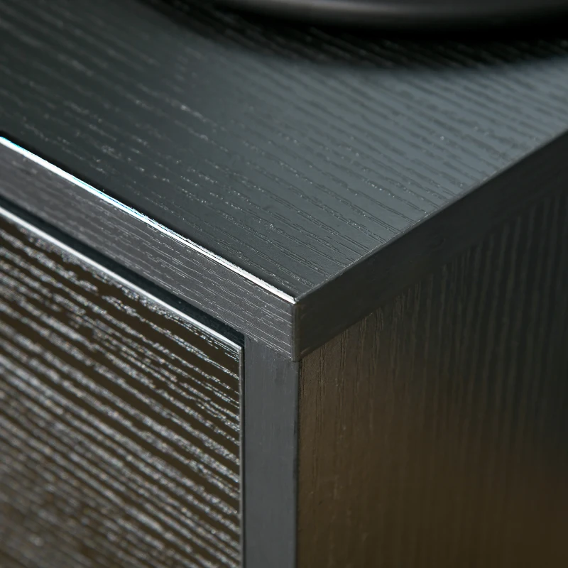 HOMCOM Modern Side Table with Drawer and Storage Shelf, End Table for Living Room, Black Wood Grain