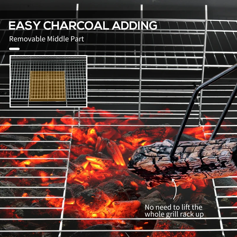 Outsunny Barrel Charcoal BBQ Grill, Barbecue with 420 sq.in. Cooking Area, Wheels, Ash Catcher, Black