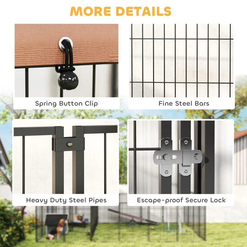 PawHut Large Outdoor Dog Kennel with 2 Rooms, Rotating & Adjustable Height Bowls, 13.5' x 9.4' x 5.1'
