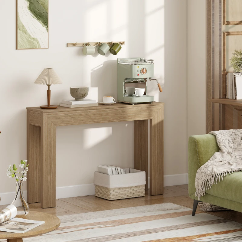 HOMCOM Modern Console Table, 47" Narrow Entryway Table, Natural Wood