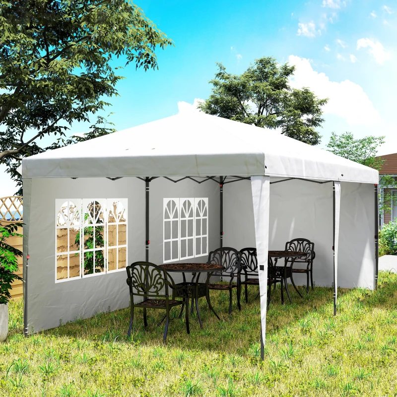 Outsunny 10' x 20' Outdoor Pop Up Canopy Tent Party Tent Instant Shelter W/ Carrying Bag, White