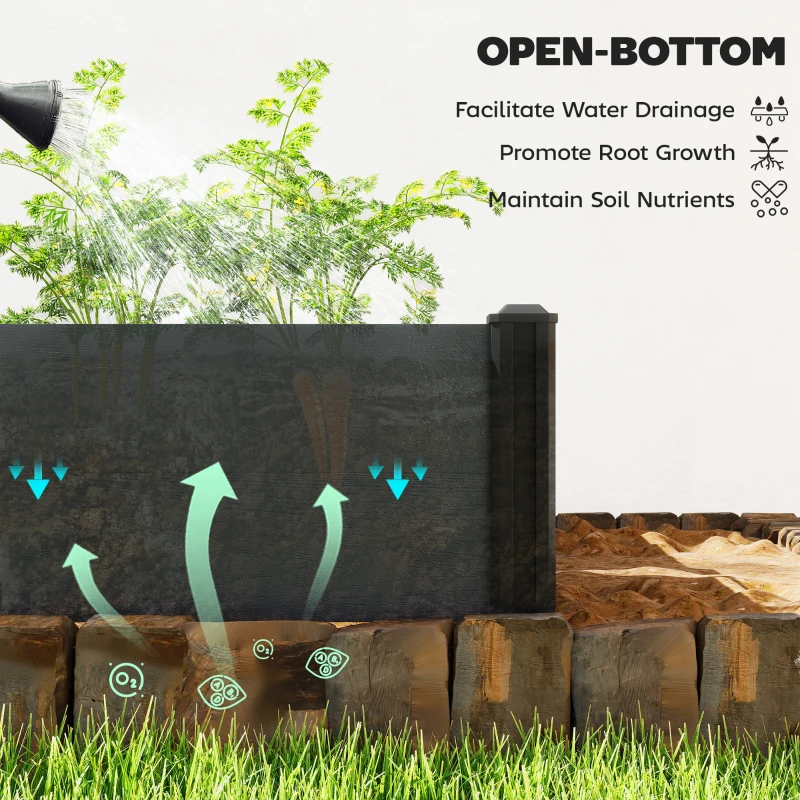 Outsunny Vinyl Raised Garden Bed Kit, 3-Tier Elevated Garden Box with Open Bottom, DIY Assembly, Outdoor Raised Planter Box