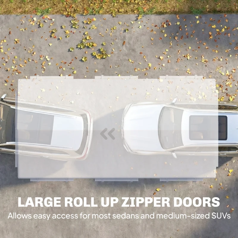 Outsunny 10' x 20' Heavy Duty Carport, Height Adjustable Portable Garage Car Canopy Tent Shelter with Doors, Windows, White