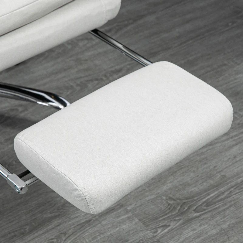 Vinsetto Executive Office Chair with 6-Point Massag, Microfibre Reclining Computer Chair with Footrest, Cream White