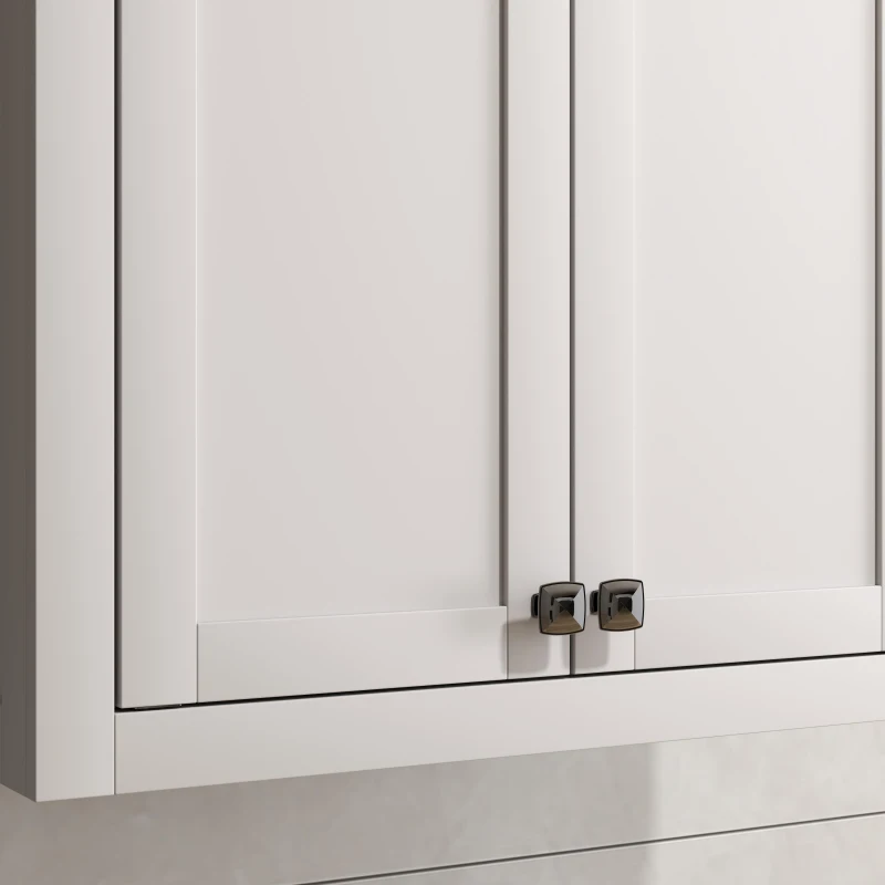 HOMCOM Bathroom Cabinet Wall Mounted, Modern Bathroom Wall Cabinet with 2 Doors and 2 Adjustable Shelves, White