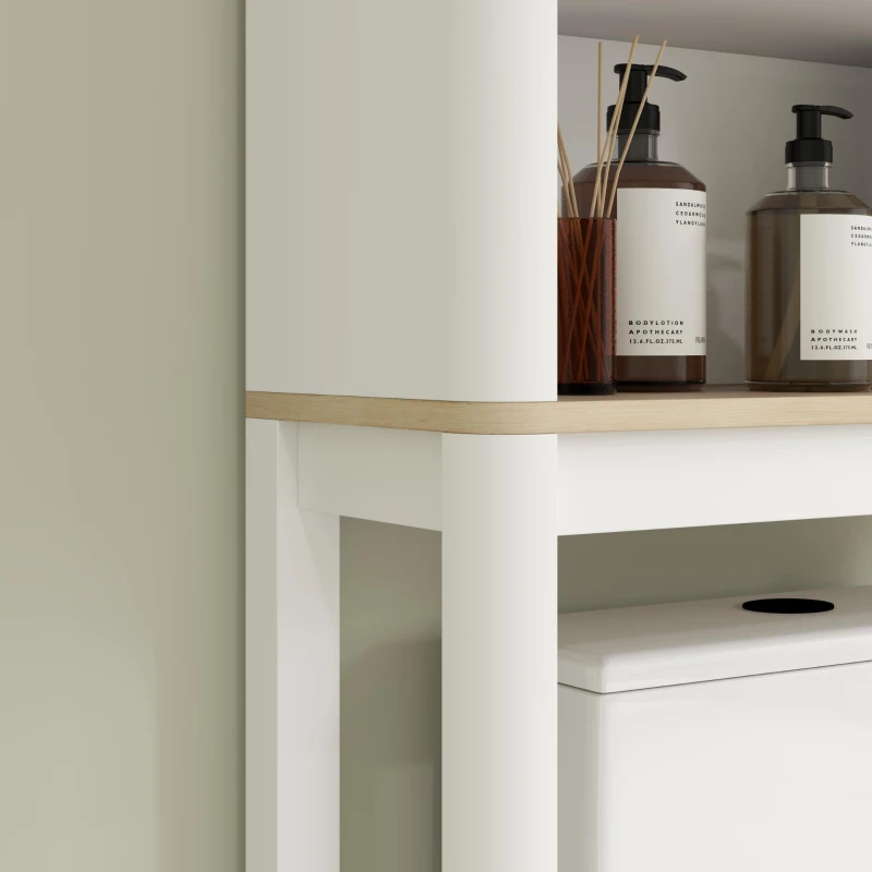 HOMCOM Over The Toilet Storage Cabinet, Bathroom Space Saver Cabinet with Adjustable Shelf, Bathroom Organizer, White