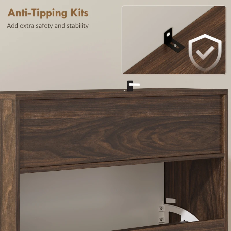 HOMCOM Shoe Cabinet with 2 Flip Drawers Narrow Shoe Storage Cabinet with Top Shelf for Entryway Hallway Coffee