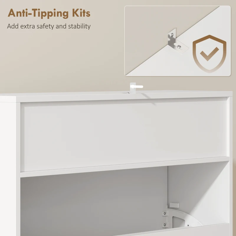HOMCOM Shoe Cabinet with 2 Flip Drawers Narrow Shoe Storage Cabinet with Top Shelf for Entryway Hallway White