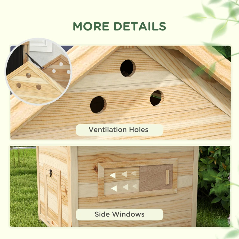 PawHut Duck Coop, Wooden Duck House with Openable Roof & Double Doors, Natural Wood