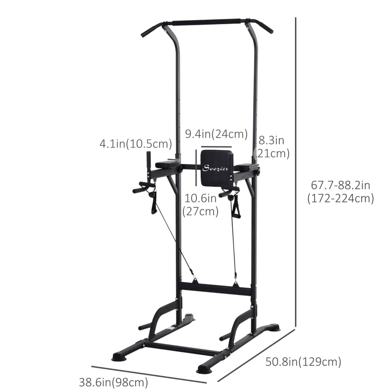 Soozier Multi-Function Power Tower Chin Up Bar Stand Dip Station Full Body Workout Training Fitness Equipment
