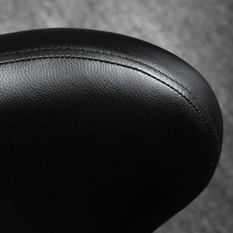 HOMCOM Adjustable Swivel Salon Stool with Backrest and Wheels, Office & Living Room Chair, Synthetic Leather, Black