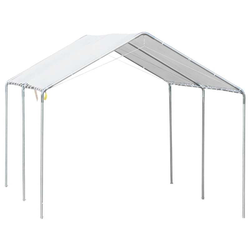 Outsunny 9.6' x 19.5' Carport Heavy Duty Galvanized Car Canopy w/ Included Anchor Kit, 3 Reinforced Steel Cables, White