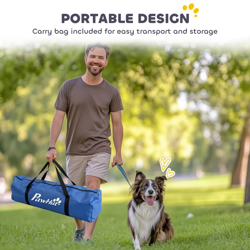 PawHut Dog Agility Training Equipment, 5PCS Dog Obstacle Course Starter Kit with Carrying Bag