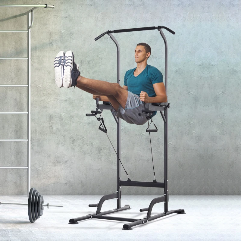Soozier Multi-Function Power Tower Chin Up Bar Stand Dip Station Full Body Workout Training Fitness Equipment