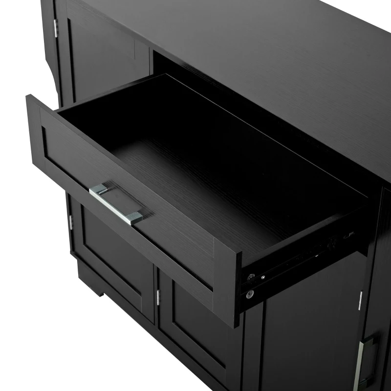 Practical Buffet Cabinet with 4 Doors and 1 Drawer, Spacious Sideboard with Adjustable Shelves, 54.5" L x 15.5" W x 33" H, Black