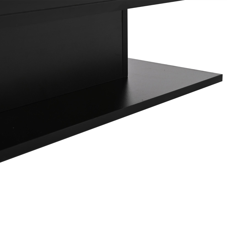 Hydraulic Lift Coffee Table with App-Controlled LED Lighting, Versatile Center Table with Hidden Storage, 29.5" L x 31.5" W x 21" H, Black